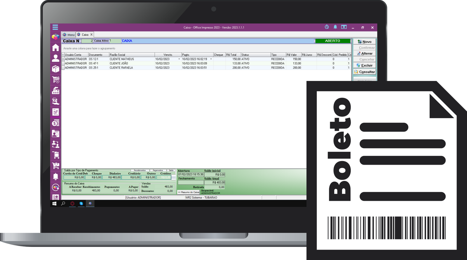 caixa e boleto
